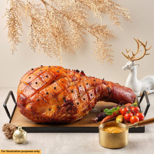 A12. Smoked Gammon Ham (Bone-in) with Cranberry Sauce - 4kg (Cooked and Chilled)