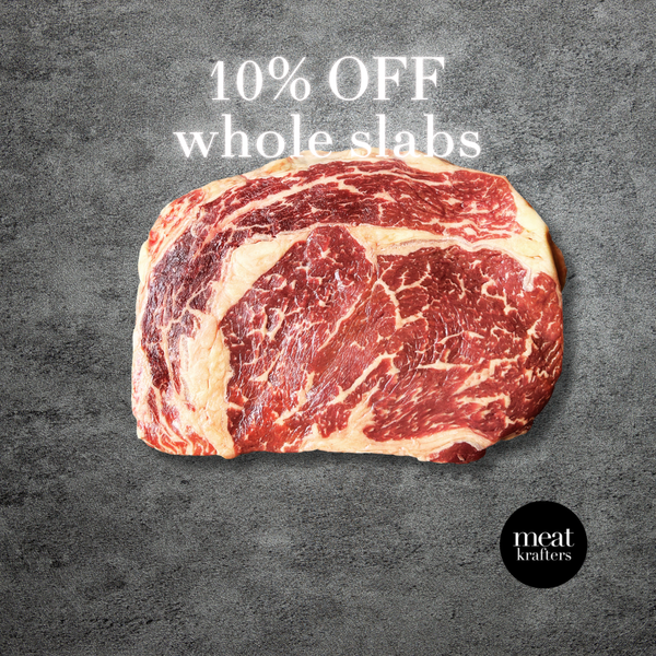 Australian 130 Days Grainfed Black Angus MB3+ Ribeye - Whole Slab [Deposit]