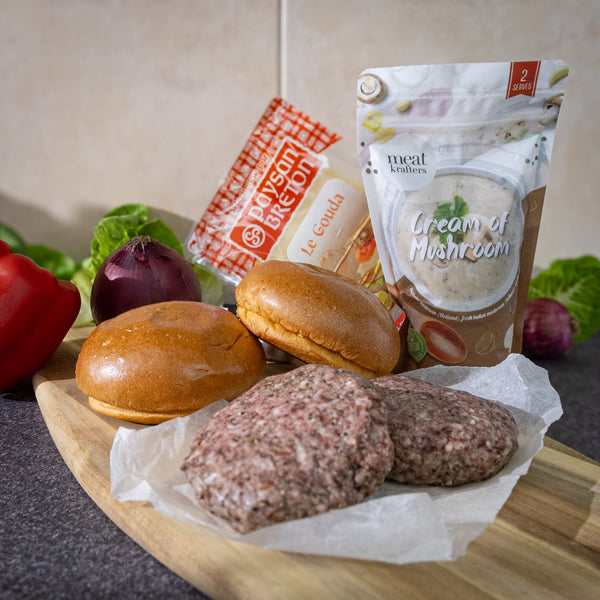 Indulgent Burger Kit (Highly Marbled Wagyu Patty) with Chunky Mushroom Soup (2 pax)