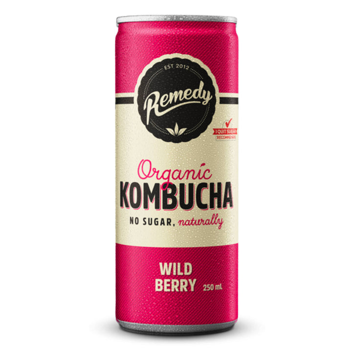 Remedy Kombucha (Wild Berry) pack of 4 cans